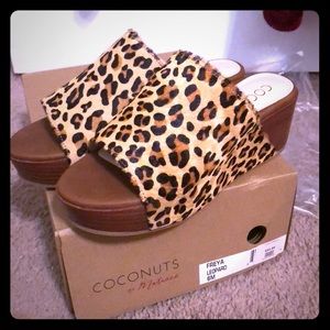 Leopard print Coconut wedge Sandals